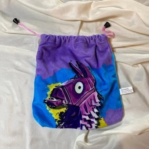Fortnite Llama - Small Cloth Drawstring Bag Purple Blue Yellow - Picture 1 of 5